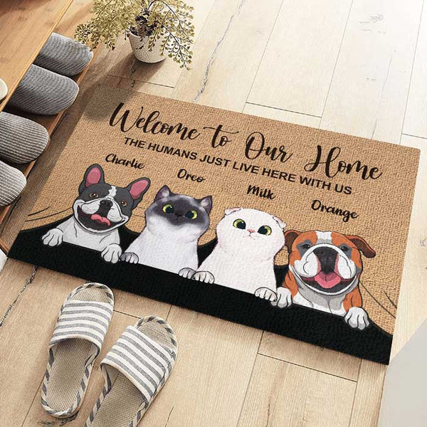 Welcome To The Pet Home - Funny Personalized Pet Decorative Mat (Cat & -  Conzoll