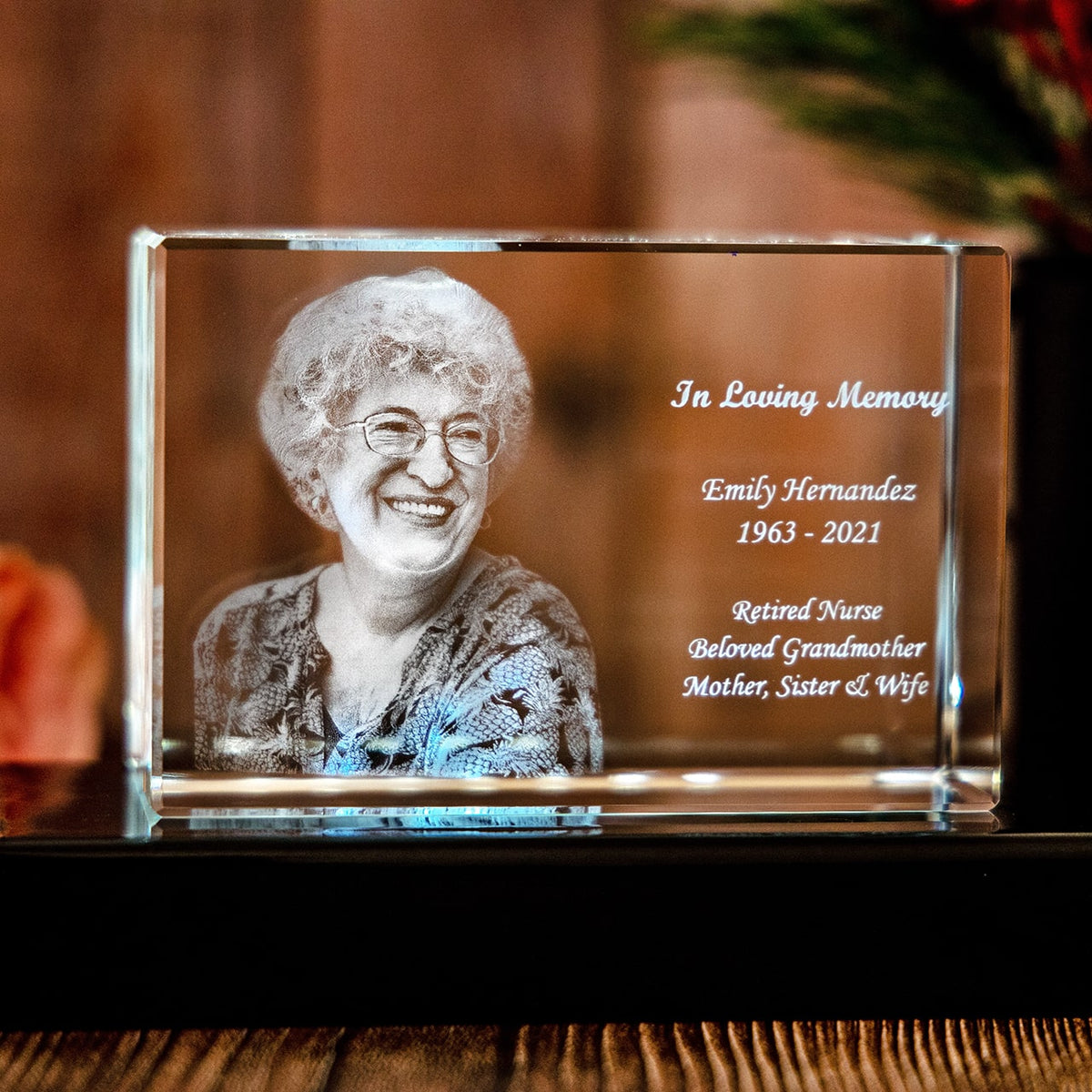 Personalized Custom Photo engraved Crystal - Crystal Rectangle For Family