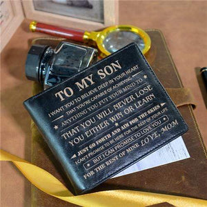 Mom To Son - Never Lose - Black Genuine Leather Wallet