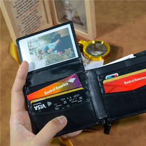 To My Grandson - Never Lose - Black Genuine Leather Wallet