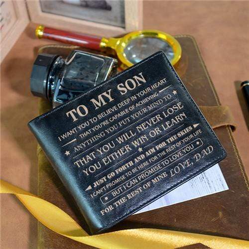 Dad To Son - Never Lose - Black Genuine Leather Wallet