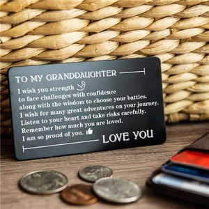To My Granddaughter - Listen To Your Heart - Engraved Wallet Card