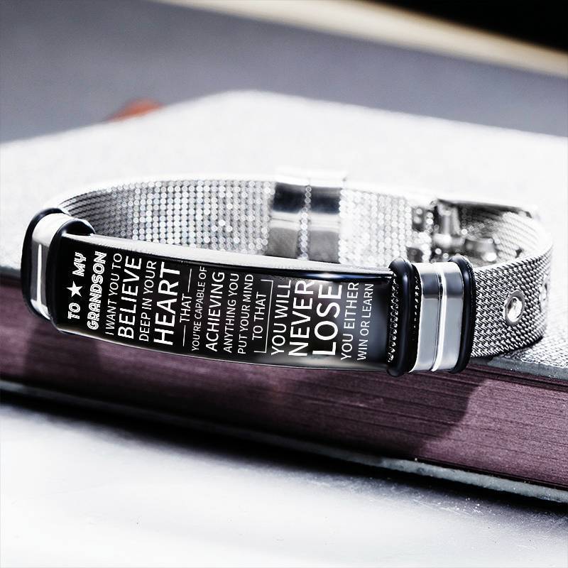 To My Grandson - Never Lose - Stainless Steel Bracelet