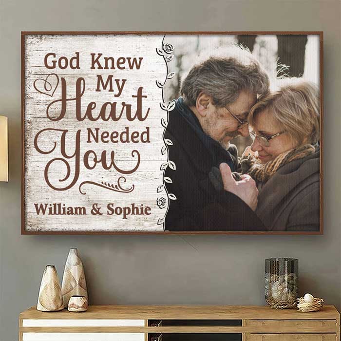 God Knew My Heart Really Needed You - Upload Image, Gift For Couples - Personalized Horizontal Poster