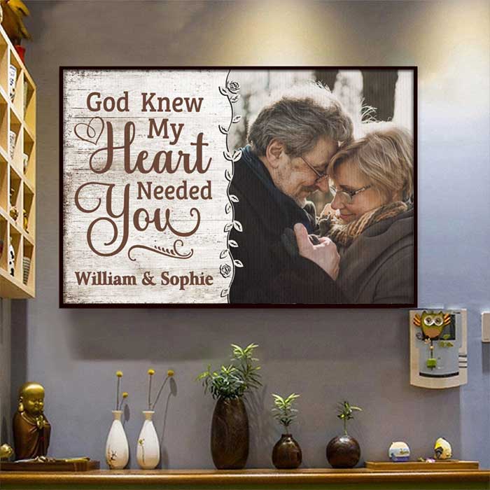 God Knew My Heart Really Needed You - Upload Image, Gift For Couples - Personalized Horizontal Poster