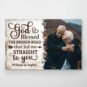 God Led Me Straight To You - Upload Image, Gift For Couples, Husband Wife - Personalized Horizontal Poster