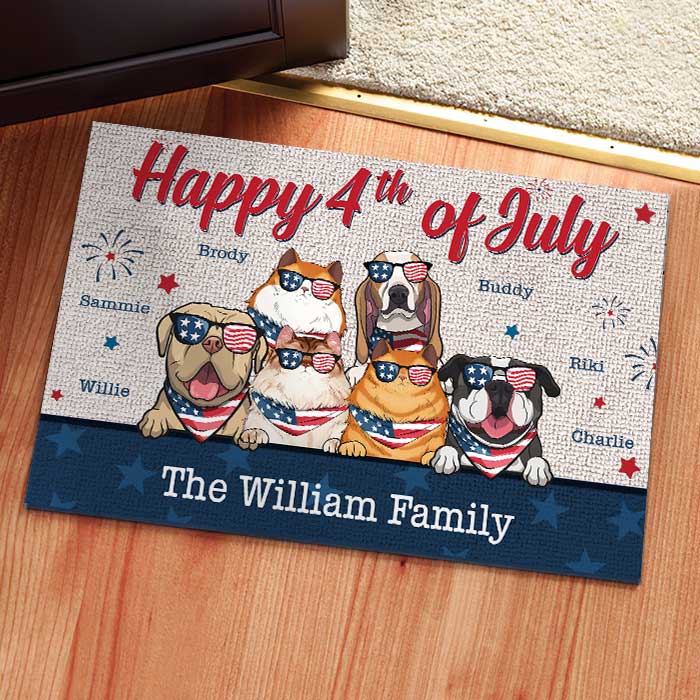 Happy Independence Day - 4th Of July Funny Personalized Pet Decorative Mat (Cat & Dog)