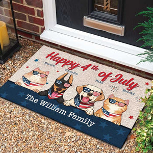 Happy Independence Day - 4th Of July Funny Personalized Pet Decorative Mat (Cat & Dog)