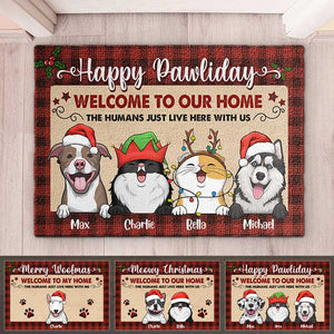 Happy Pawliday - Welcome To Our Home (Dogs & Cats) - Personalized Decorative Mat, Doormat