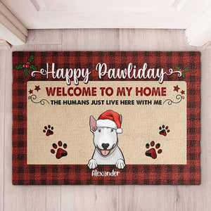 Happy Pawliday - Welcome To Our Home (Dogs & Cats) - Personalized Decorative Mat, Doormat
