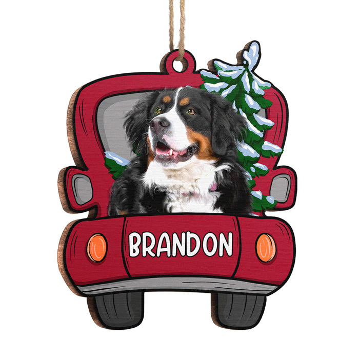 Woof You A Merry Christmas, Parents - Personalized Custom Car Shaped Photo Christmas Ornament - Upload Image, Gift For Pet Lovers, Christmas Gift