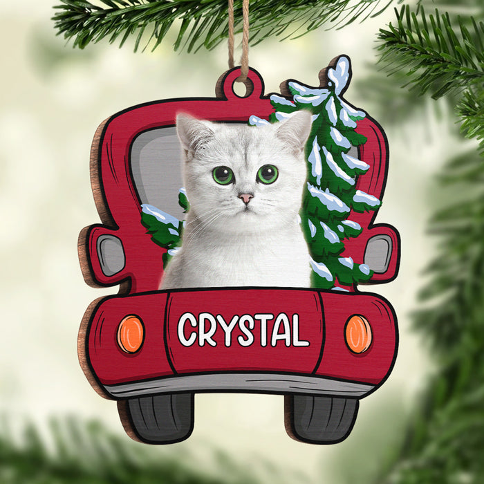 Woof You A Merry Christmas, Parents - Personalized Custom Car Shaped Photo Christmas Ornament - Upload Image, Gift For Pet Lovers, Christmas Gift