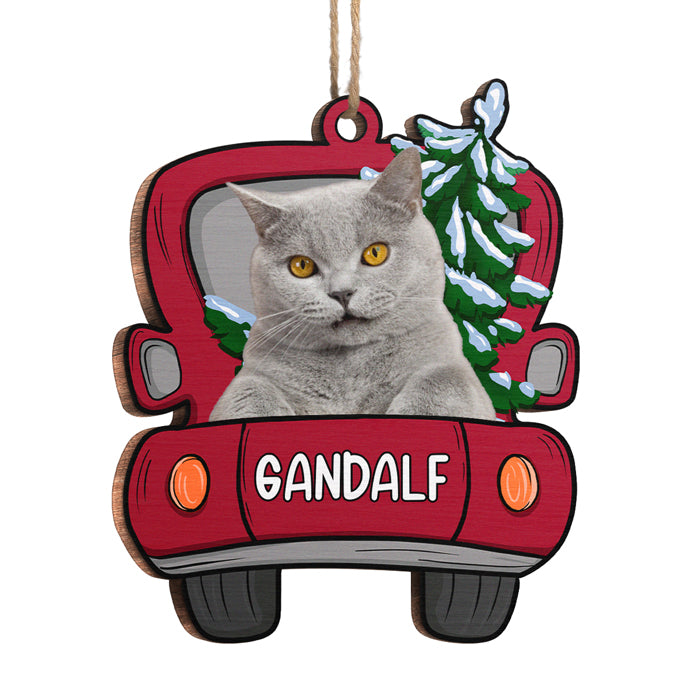 Woof You A Merry Christmas, Parents - Personalized Custom Car Shaped Photo Christmas Ornament - Upload Image, Gift For Pet Lovers, Christmas Gift