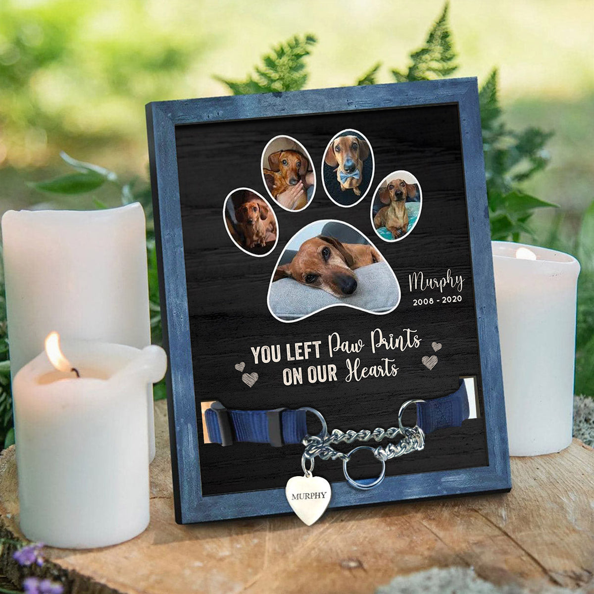 You Left Paw Prints On Our Hearts - Personalized Memorial Pet Loss Sign (11x9 inches)