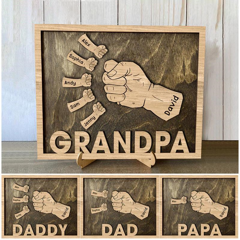 Grandpa Dad And Kids - Personalized Father's Day Sign - Gift For Father's Day