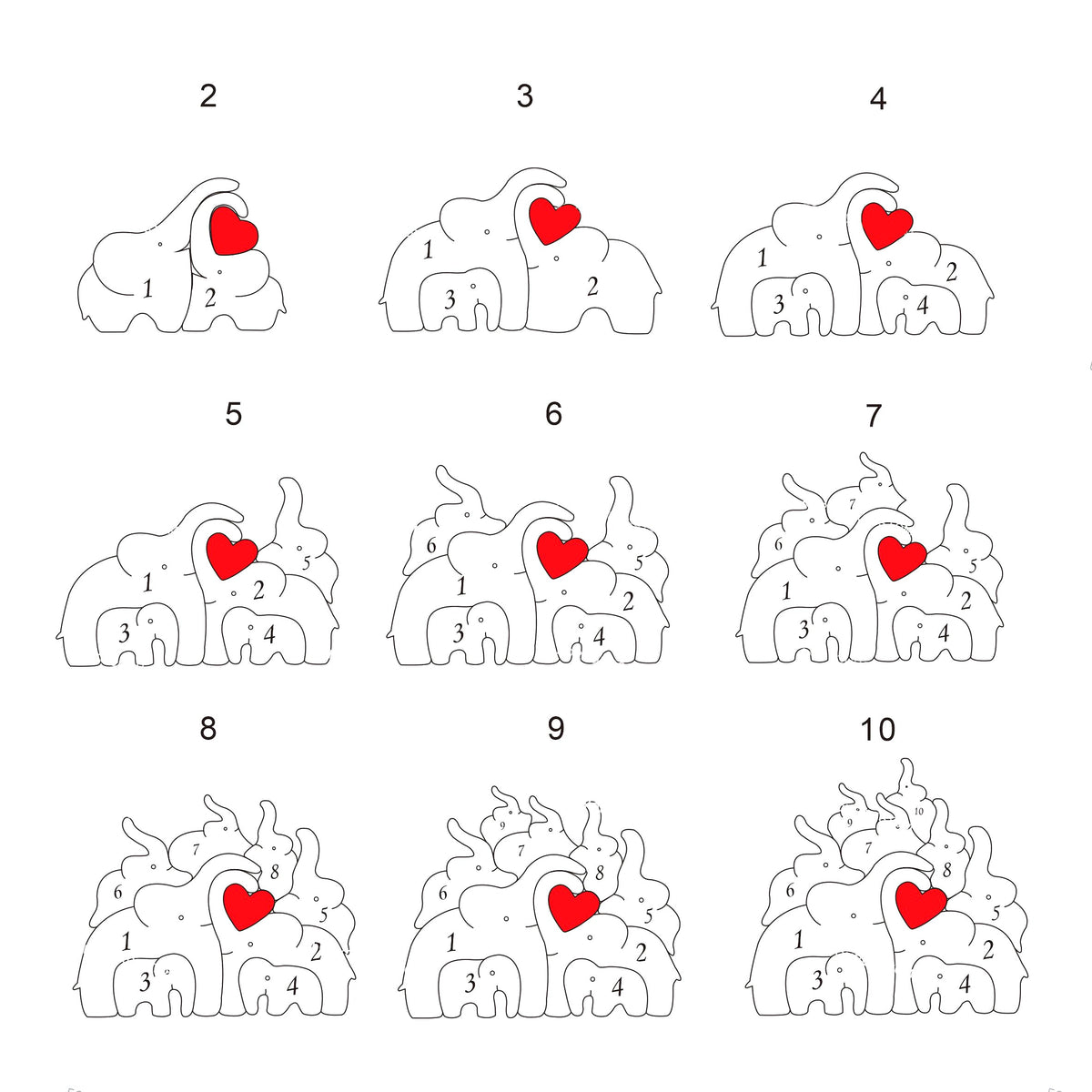 Personalized Elephant Family Wooden Art Puzzle, Gift For Family