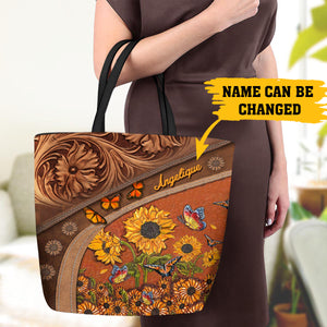Personalized Sunflower All Over Tote Bag