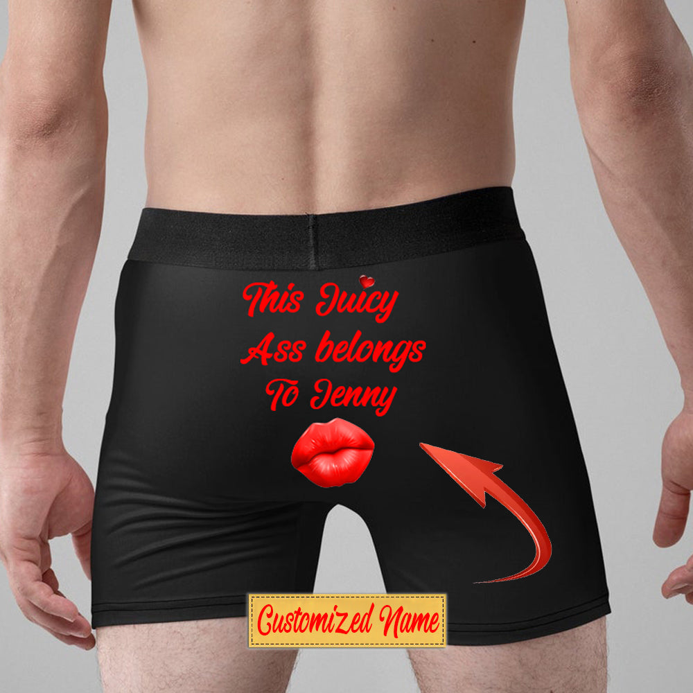 Juicy Ass Boxers, This Ass Belongs to Custom Shorts - Property of Name -  Conzoll
