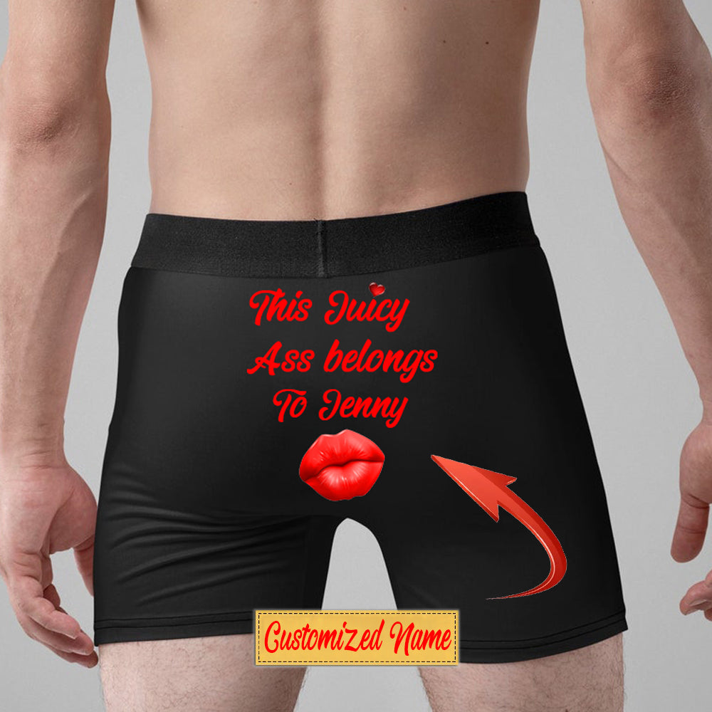 Juicy Ass Boxers, This Ass Belongs to Custom Shorts - Property of Name Pants for Boyfriend