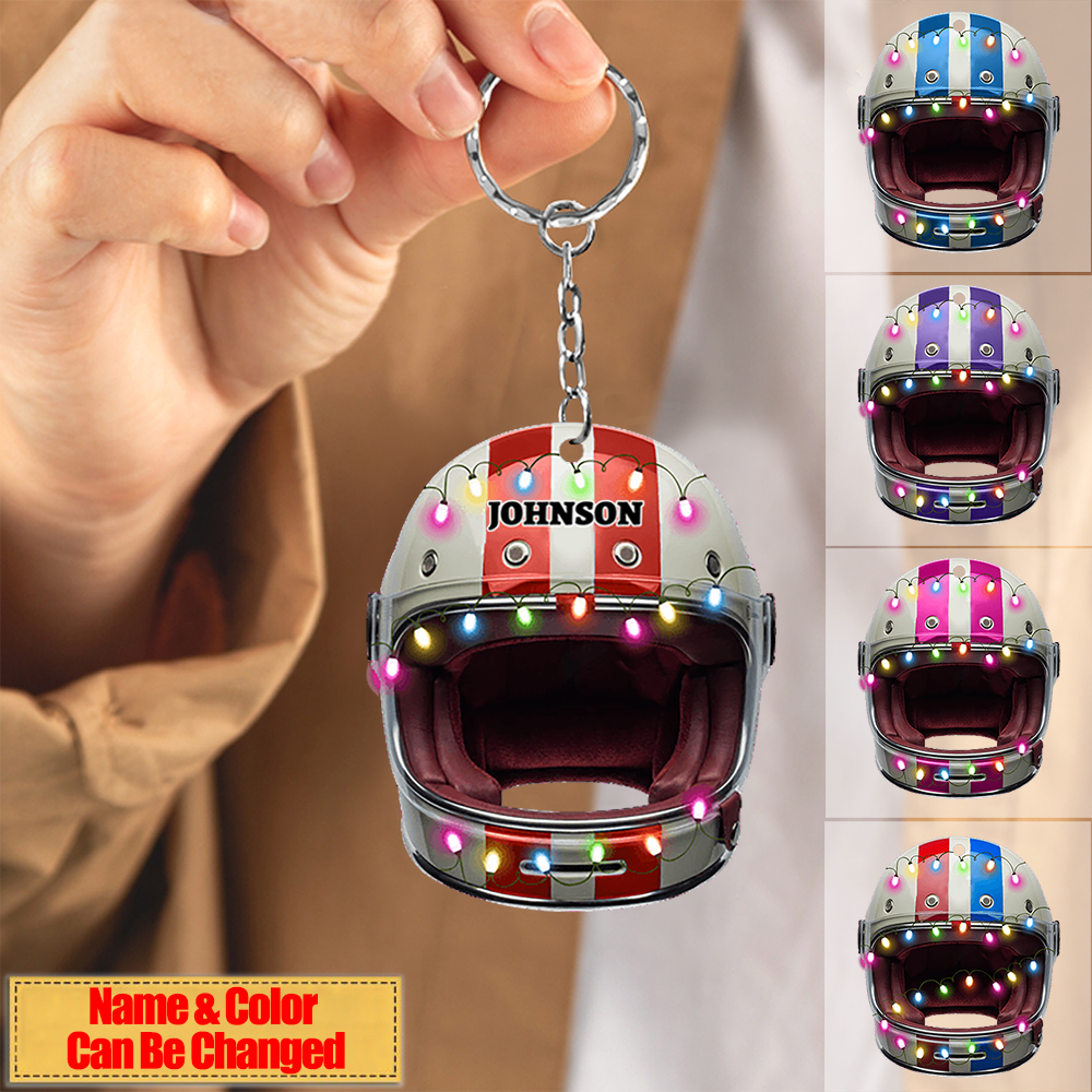 Personalized Racing Helmet With Christmas Light Keychain for Racing Lovers