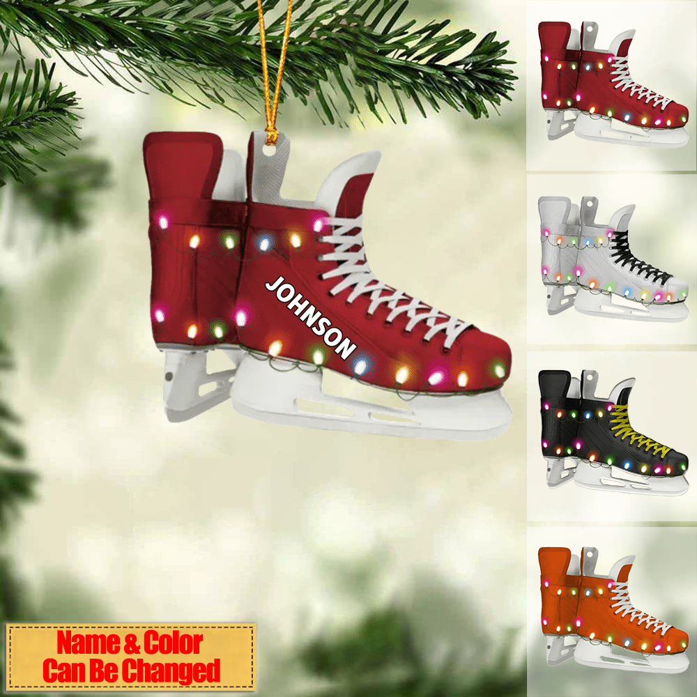 Ice Hockey Skates - Personalized Hockey Acrylic Christmas Ornament - Gift For Hockey Players