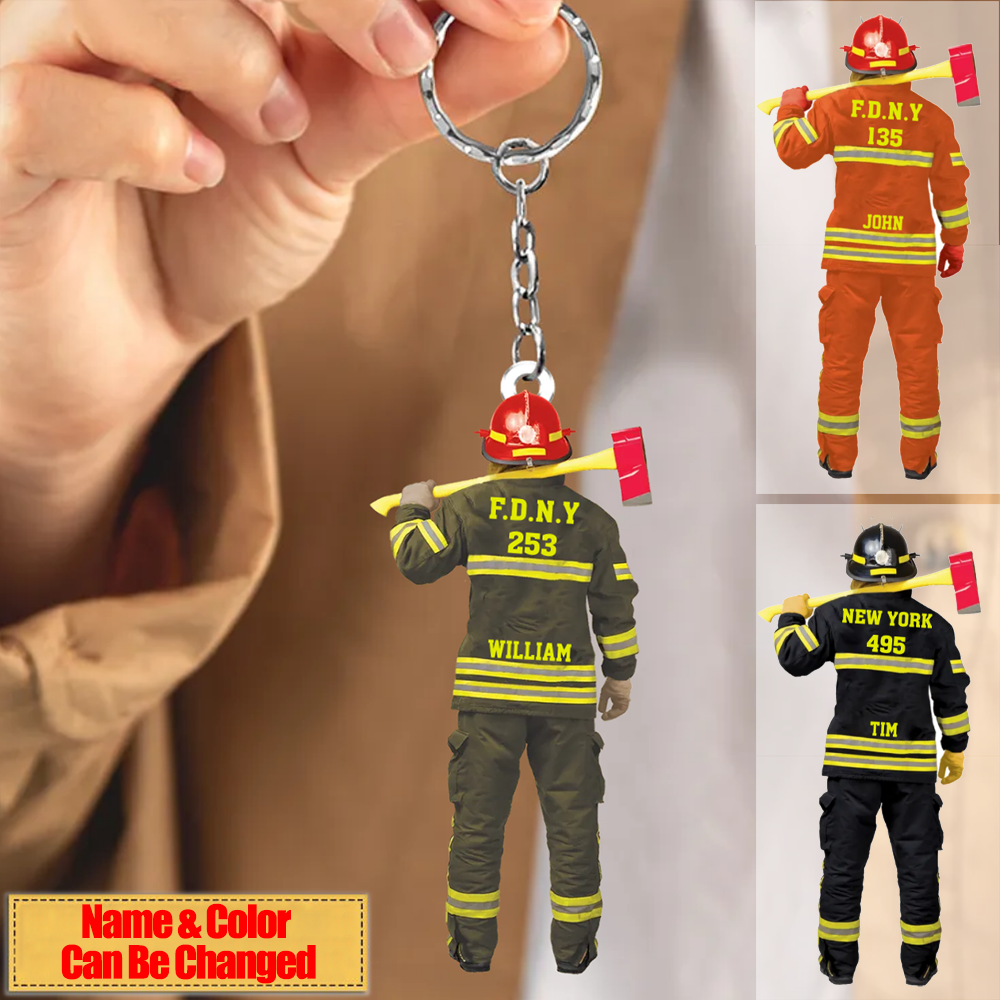 Personalized Keychain Gifts For Firefighter - Custom Keychain Gift For Fireman