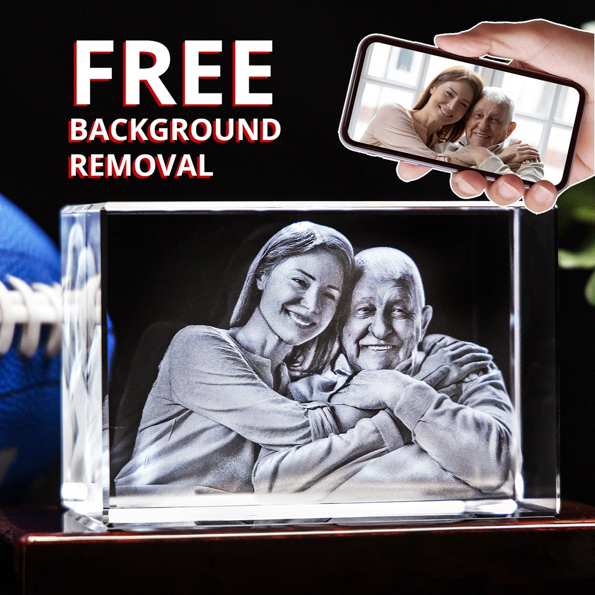 Personalized Custom Photo engraved Crystal - Crystal Rectangle For Family