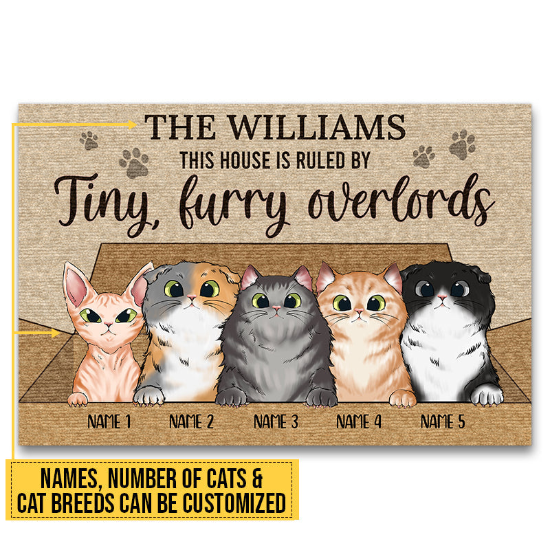 Cat Tiny Furry Overlords Custom Doormat, Funny Cat Doormat, Home Decor, Cat Lovers Gift