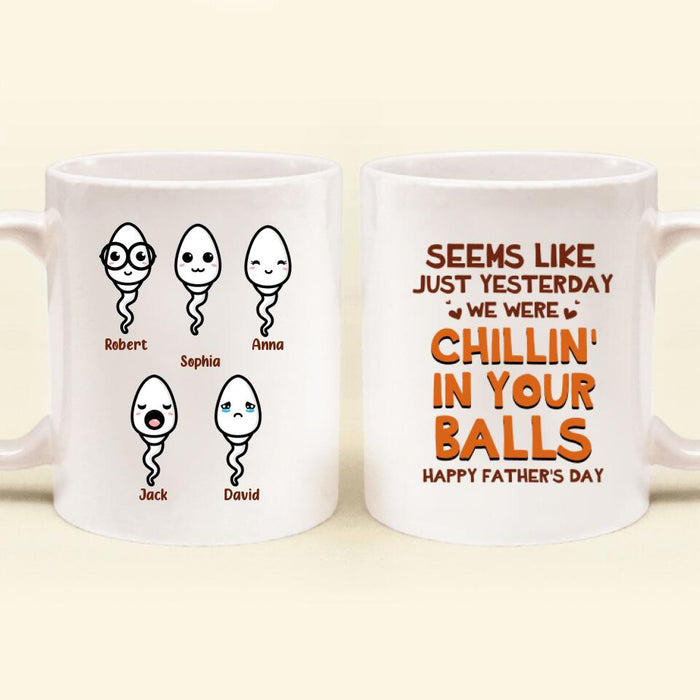 Custom Personalized Chillin' in Dad Balls Coffee Mug - Father's Day 2022 Gift - Happy Father's Day