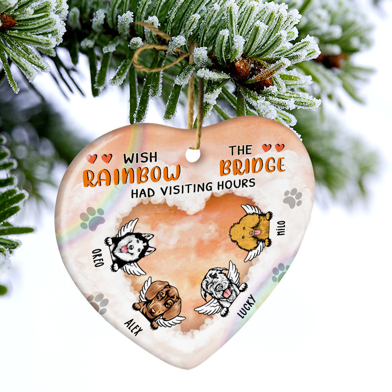 Dog Lovers Memorial Had Visiting Hours - Memorial Gift - Personalized Custom Heart Ceramic Ornament