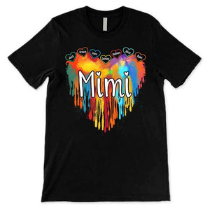 Grandma Melting Colorful Heart Personalized Shirt