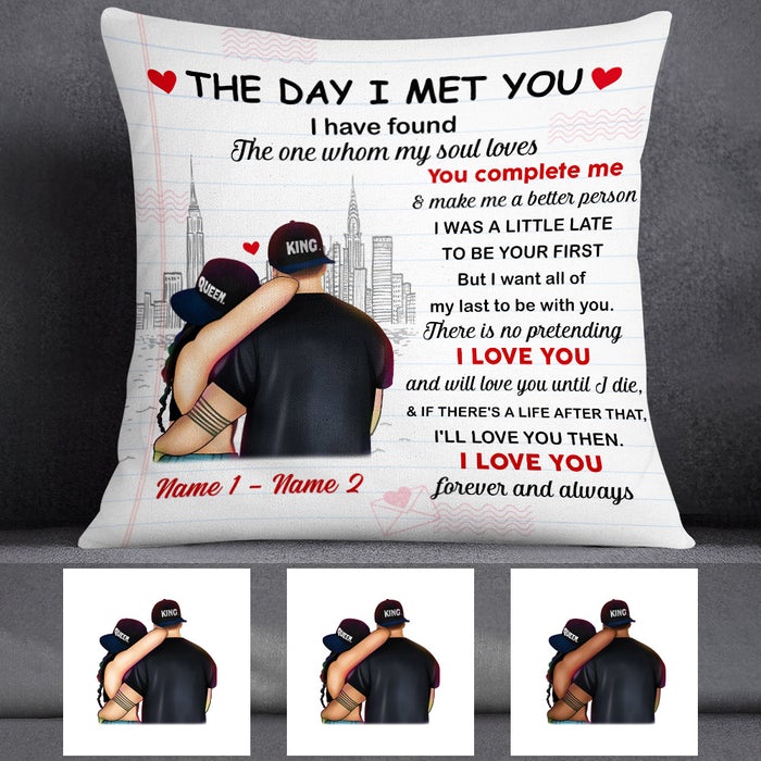Personalized Couple The Day I Met You Pillow