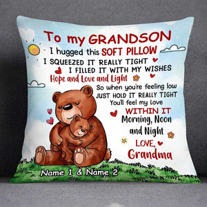 Personalized Bear Mom Grandma To Daughter Granddaughter Son Grandson Hug This Pillow