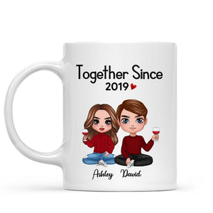 Doll Couple Sitting Valentine's Day Gift For Him For Her Personalized Mug