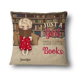 Reading Chibi Girl Just A Girl Who Loves Books - Personalized Custom Cushion