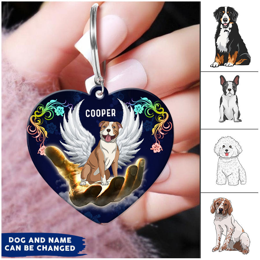 Personalized Dog With Wings Cover By Hand Acrylic Keychain