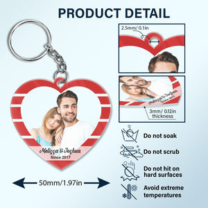 Custom Photo Heart Couple Together Since - Gift For Couples - Personalized Custom Heart Shaped Acrylic Keychain