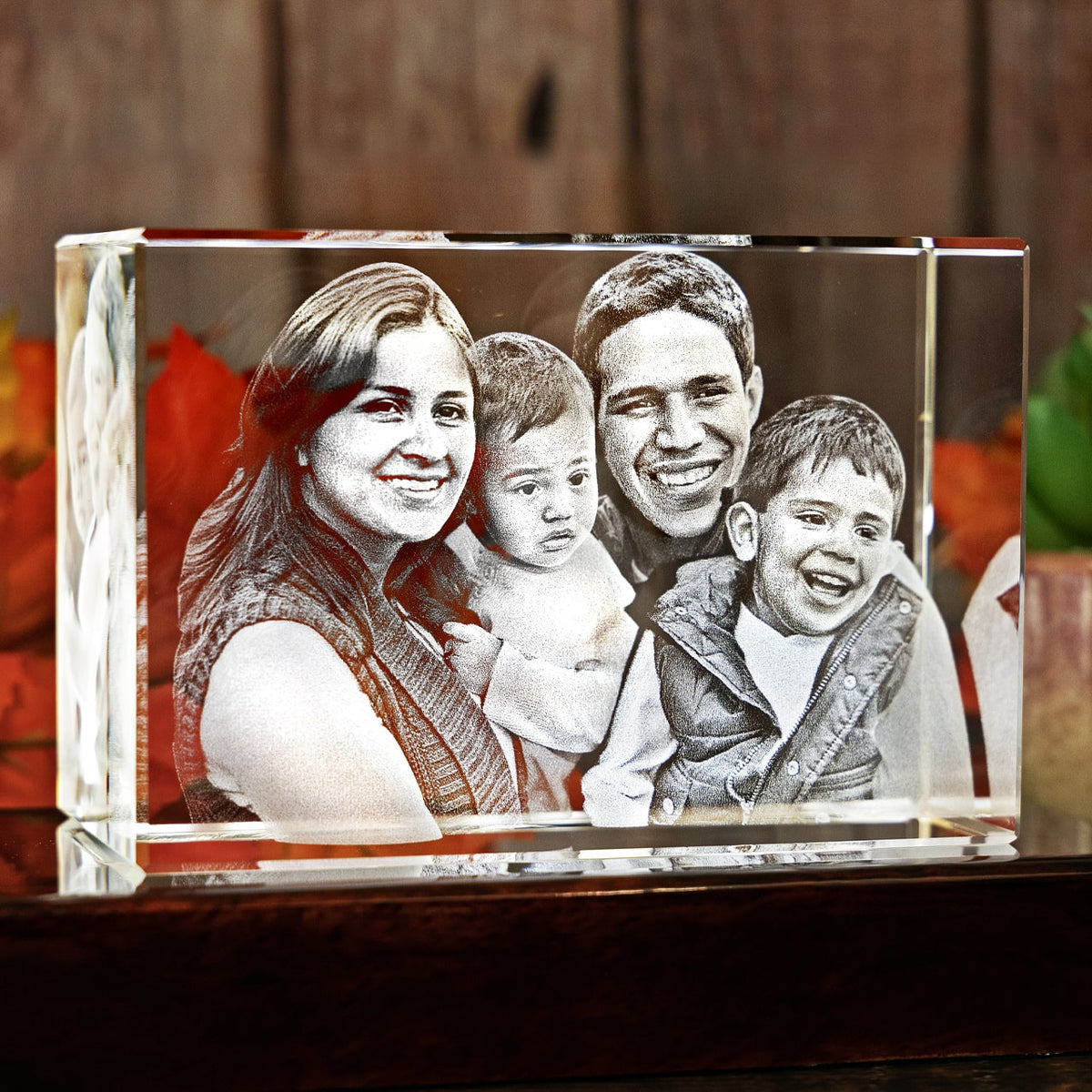 Personalized Custom Photo engraved Crystal - Crystal Rectangle For Family