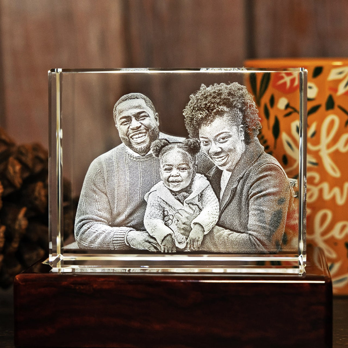 Personalized Custom Photo engraved Crystal - Crystal Rectangle For Family