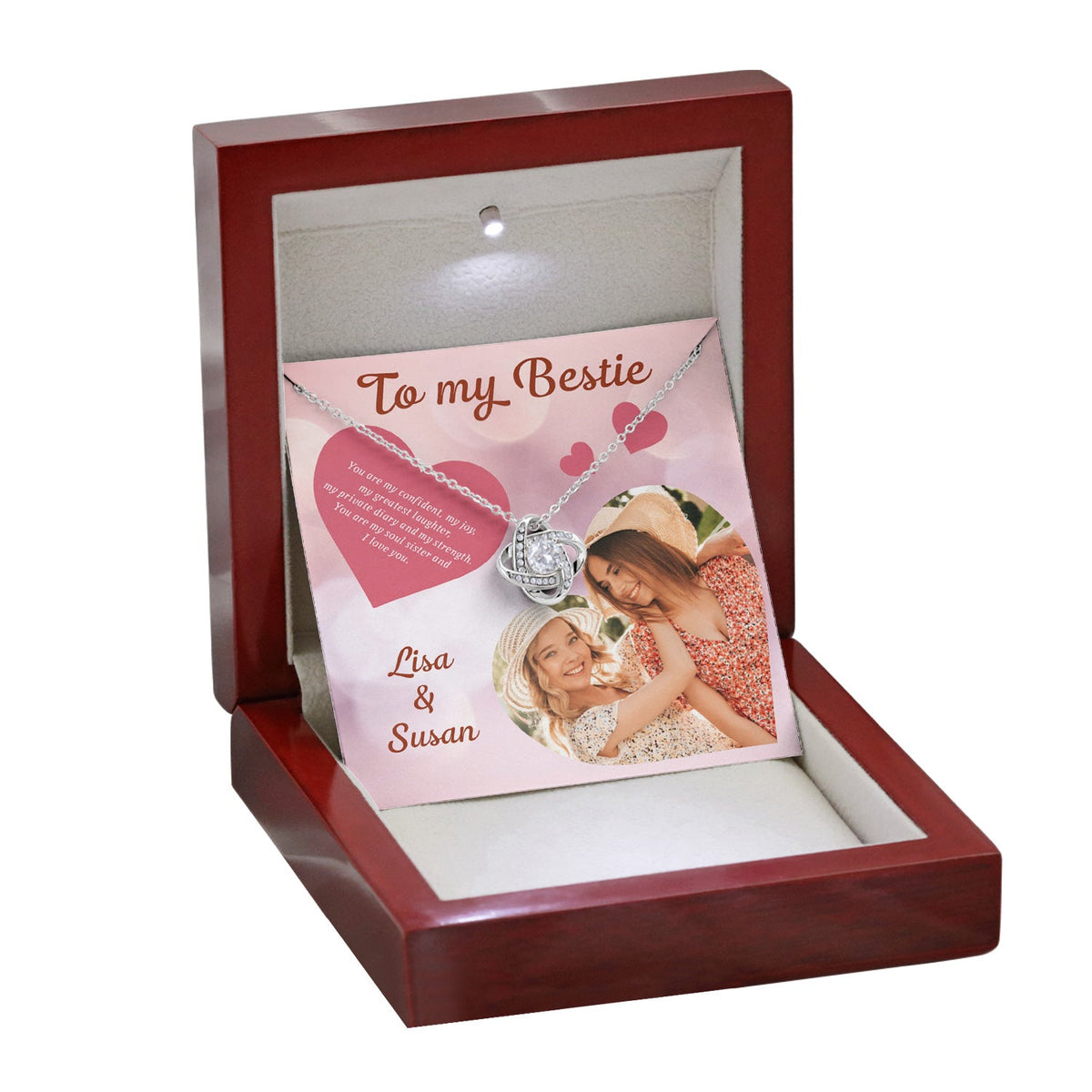 Best Friends To My Bestie You Are My Confident My Joy - Love Knot Necklace Personalizedwitch for Bestie