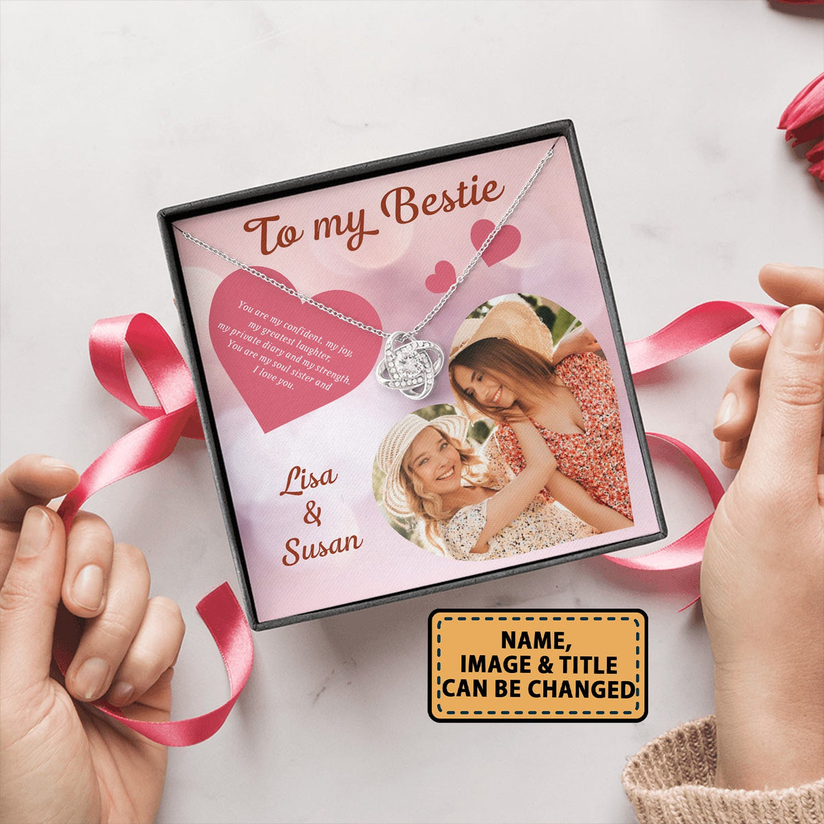 Best Friends To My Bestie You Are My Confident My Joy - Love Knot Necklace Personalizedwitch for Bestie