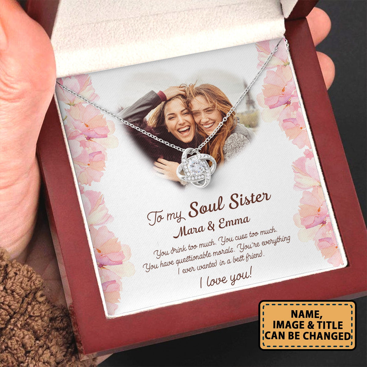 Best Friends To My Soul Sister I Love You - Love Knot Necklace Personalizedwitch for Bestie