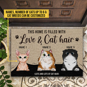 This Home Is Filled With Love & Cat Hair Custom Doormat, Funny Cat Doormat, Home Decor, Cat Lovers Gift