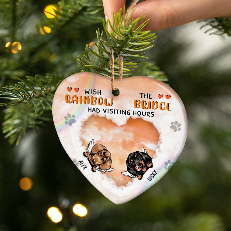 Dog Lovers Memorial Had Visiting Hours - Memorial Gift - Personalized Custom Heart Ceramic Ornament