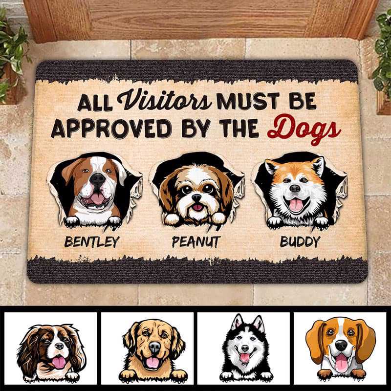 Dogs Scratch All Visitors Must Be Approved By The Dogs Personalized Doormat