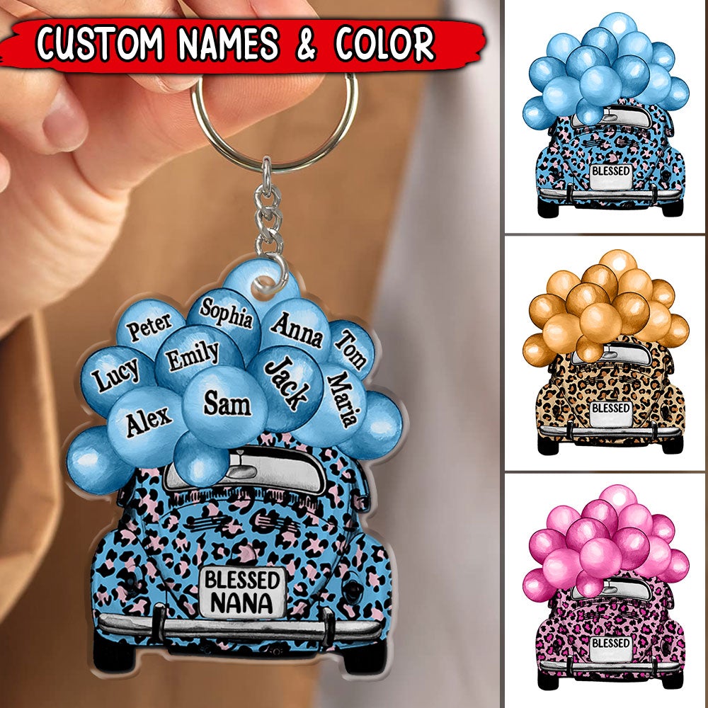 Custom Car Blessed Balloon Kid's Names Gift Acrylic Keychain