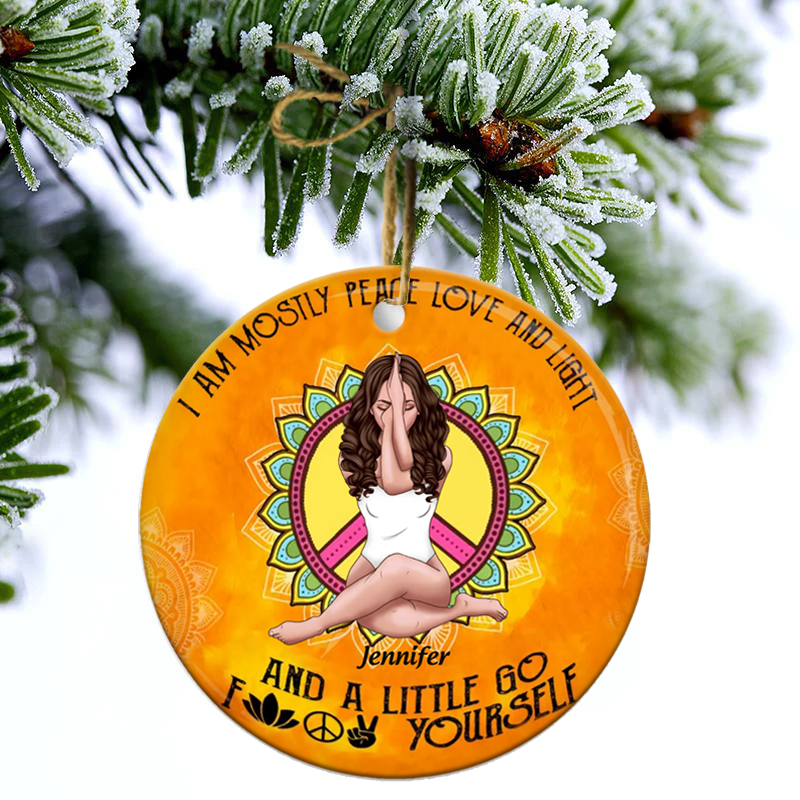 Personalized Yoga Girl - Peace Love & Light Ornament
