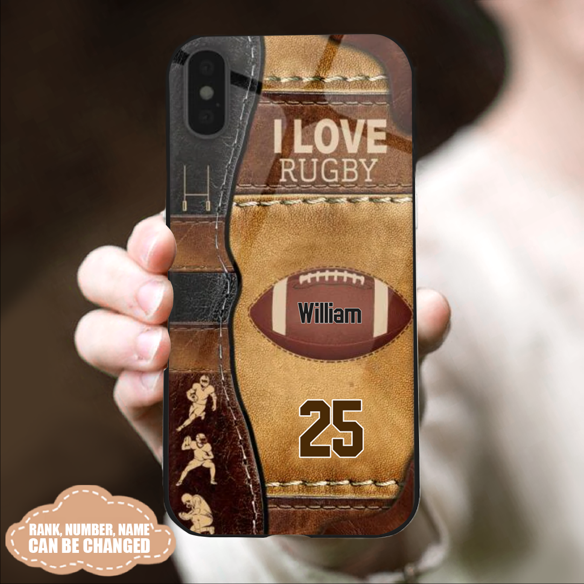 Gift For Rugby Lovers - Personalized Glass Phone Case