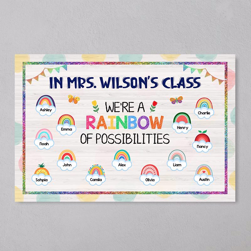 Teacher Classroom Rainbow Of Possibilities Students Name Personalized Horizontal Poster