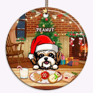 Christmas Dogs With Cookies Personalized Circle Ornament